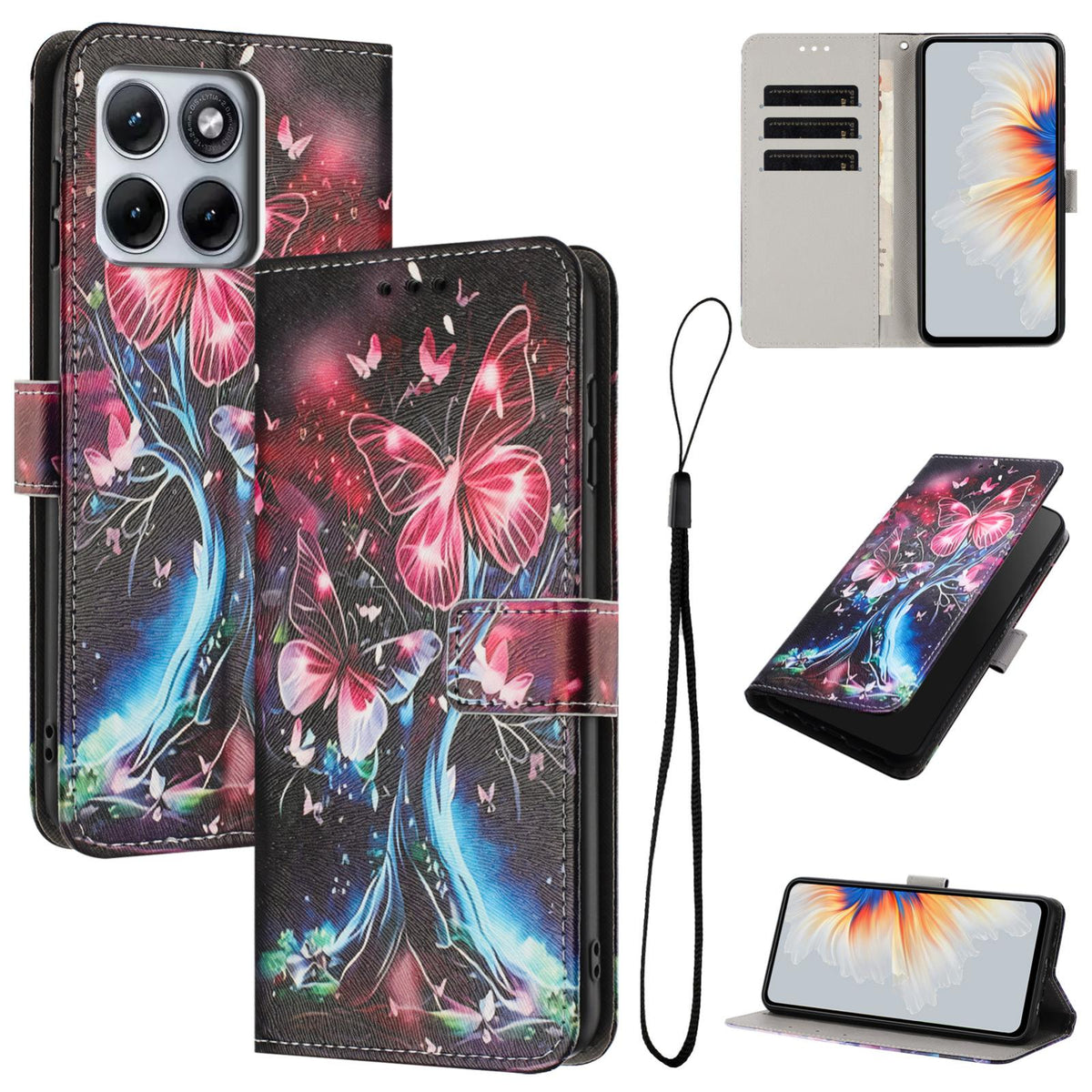 For Motorola Edge 5G 2026 Color Drawing Pattern Leather Phone Case - Butterfly Tree - EDA008386635G