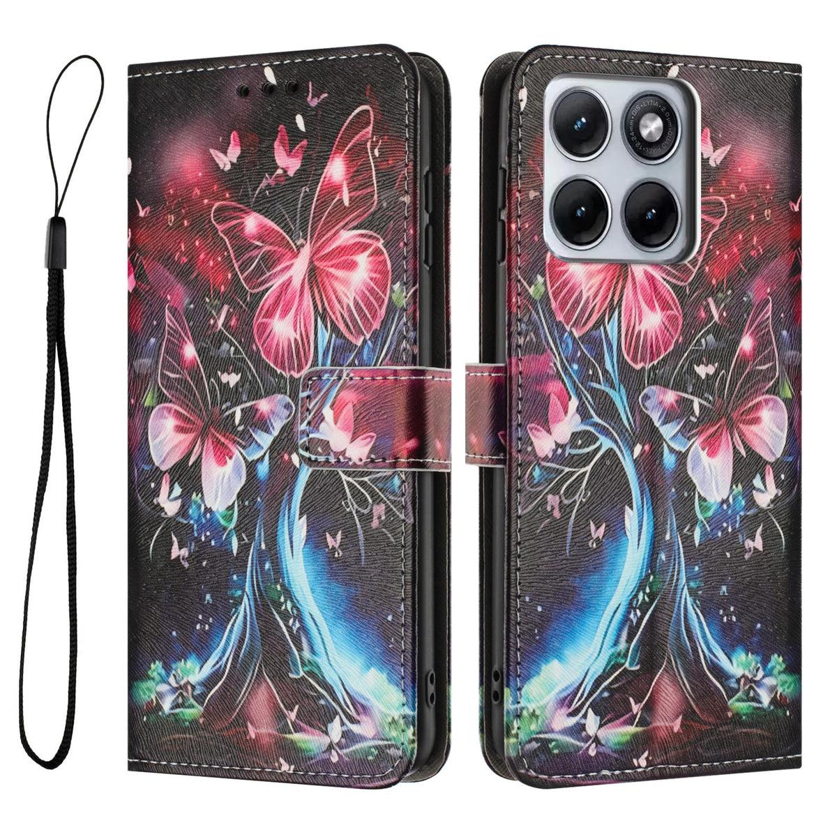 For Motorola Edge 5G 2026 Color Drawing Pattern Leather Phone Case - Butterfly Tree - EDA008386635G