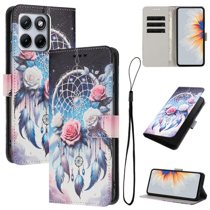 For Motorola Edge 5G 2026 Color Drawing Pattern Leather Phone Case - Flower Wind Chime - EDA008386635H