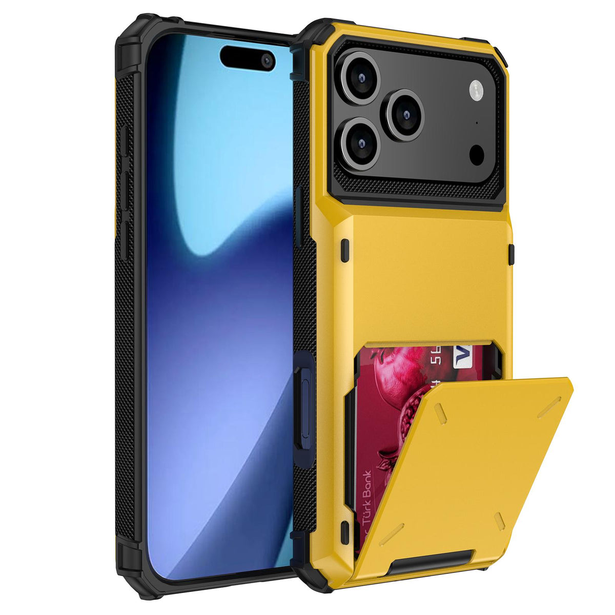 For iPhone 18 Pro Scratch-Resistant Shockproof Heavy Duty Rugged Armor Phone Case - Yellow - EDA008389604C