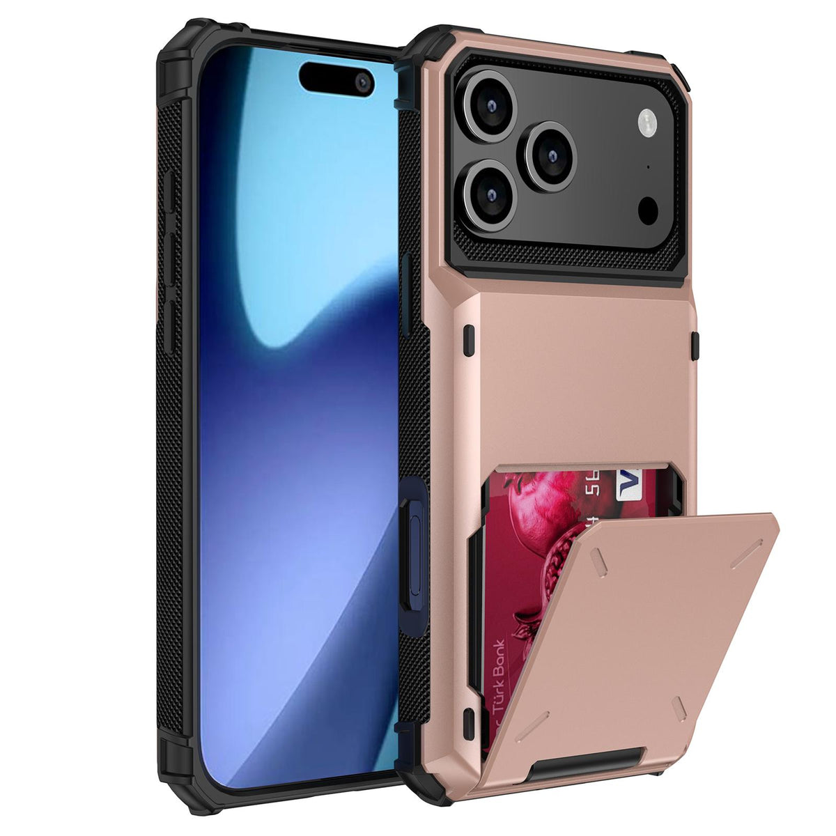 For iPhone 18 Pro Scratch-Resistant Shockproof Heavy Duty Rugged Armor Phone Case - Rose Gold - EDA008389604H