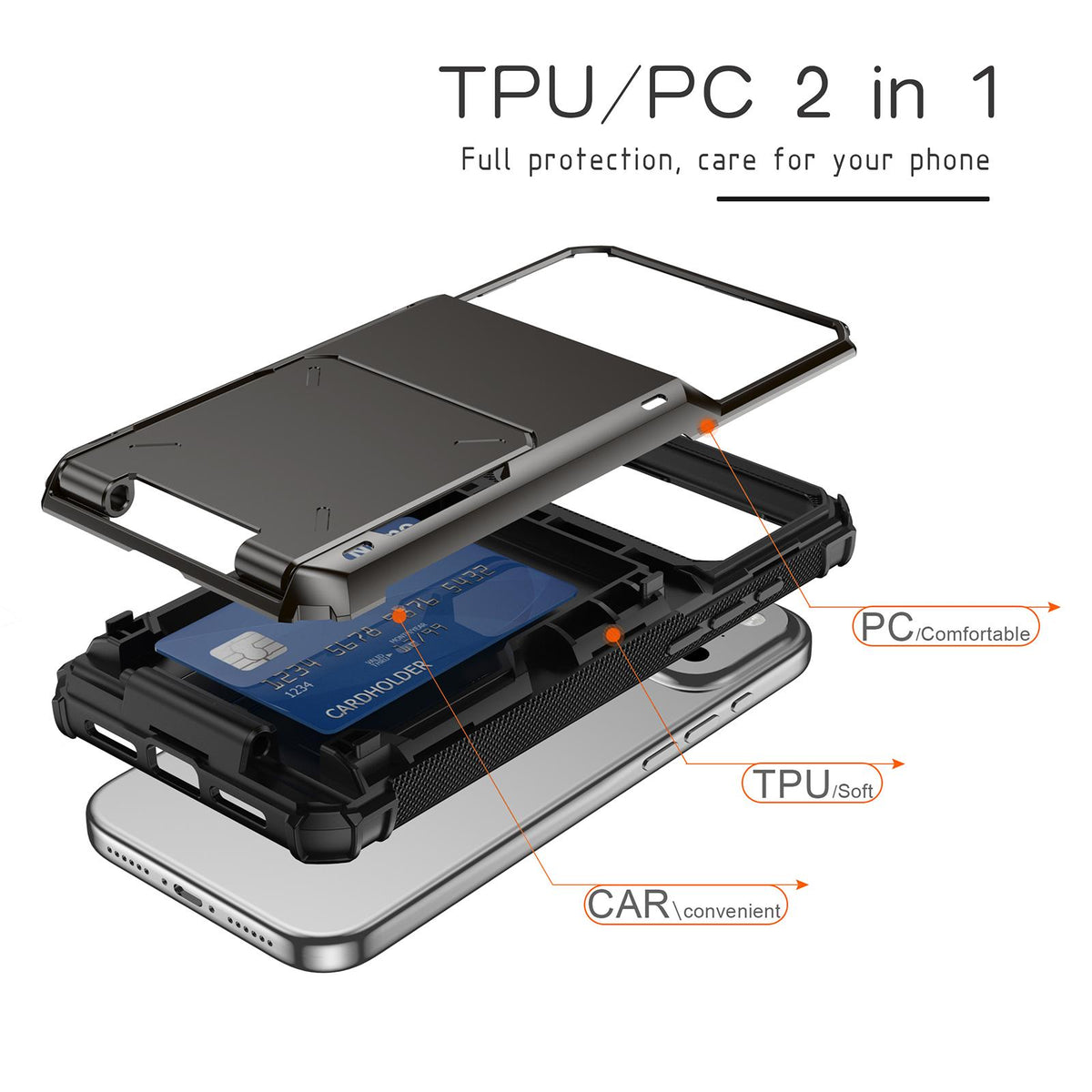 For iPhone 18 Pro Max Scratch-Resistant Shockproof Heavy Duty Rugged Armor Phone Case - Grey - EDA008389603B