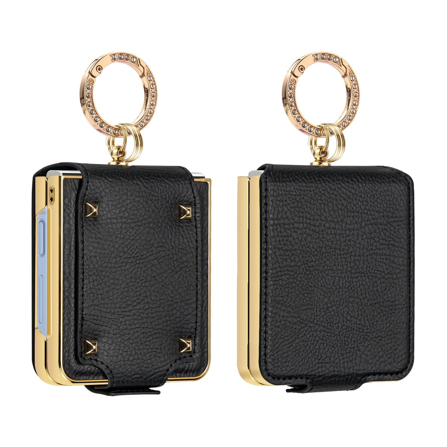 For Galaxy Z Flip8 5G VIETAO Colorful PU Leather Phone Case with Ring(Black)