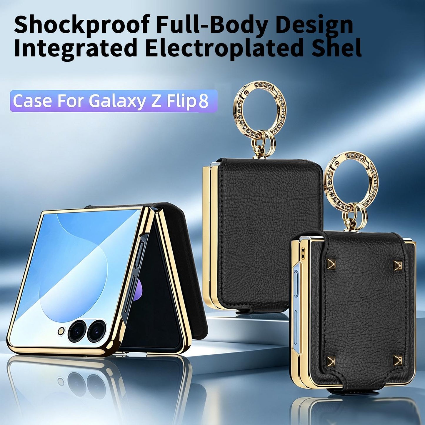 For Galaxy Z Flip8 5G VIETAO Colorful PU Leather Phone Case with Ring(Orange)