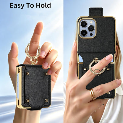 For Galaxy Z Flip8 5G VIETAO Colorful PU Leather Phone Case with Ring(Orange)