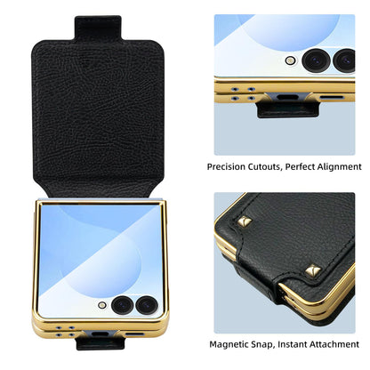 For Galaxy Z Flip8 5G VIETAO Colorful PU Leather Phone Case with Ring(Orange)