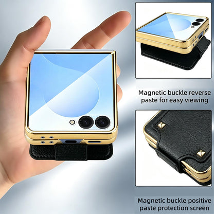 For Galaxy Z Flip8 5G VIETAO Colorful PU Leather Phone Case with Ring(Pink)