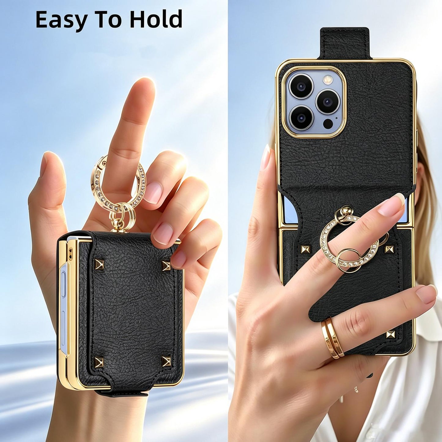 For Galaxy Z Flip8 5G VIETAO Colorful PU Leather Phone Case with Ring(Pink)