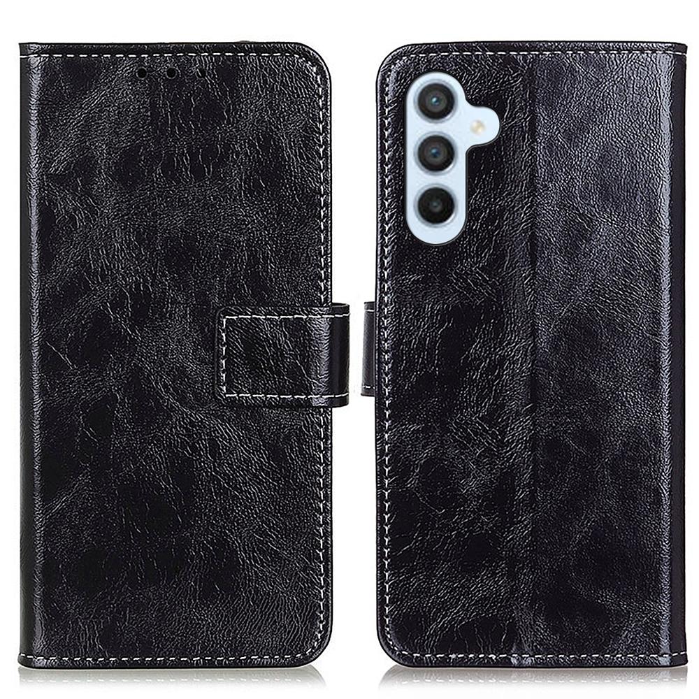 For Galaxy S26 FE 5G Retro Crazy Horse Texture Leather Phone Case - Black - EDA008395606A