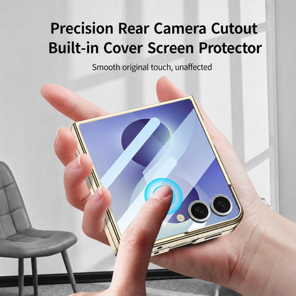 For Galaxy Z Flip8 5G GKK Integrated Electroplating Full Coverage Phone Case with Magnetic Rotating Bracket(Black)