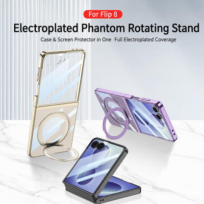 For Galaxy Z Flip8 5G GKK Integrated Electroplating Full Coverage Phone Case with Magnetic Rotating Bracket(Purple)