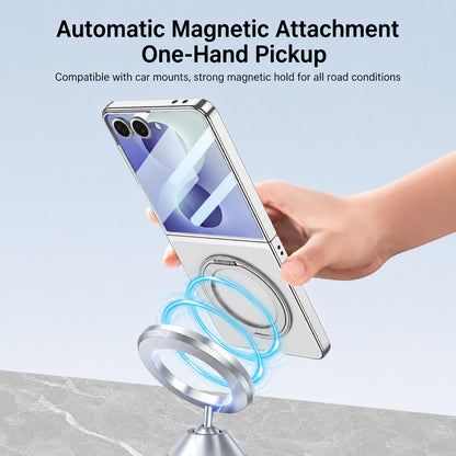 For Galaxy Z Flip8 5G GKK Integrated Electroplating Full Coverage Phone Case with Magnetic Rotating Bracket(Purple)