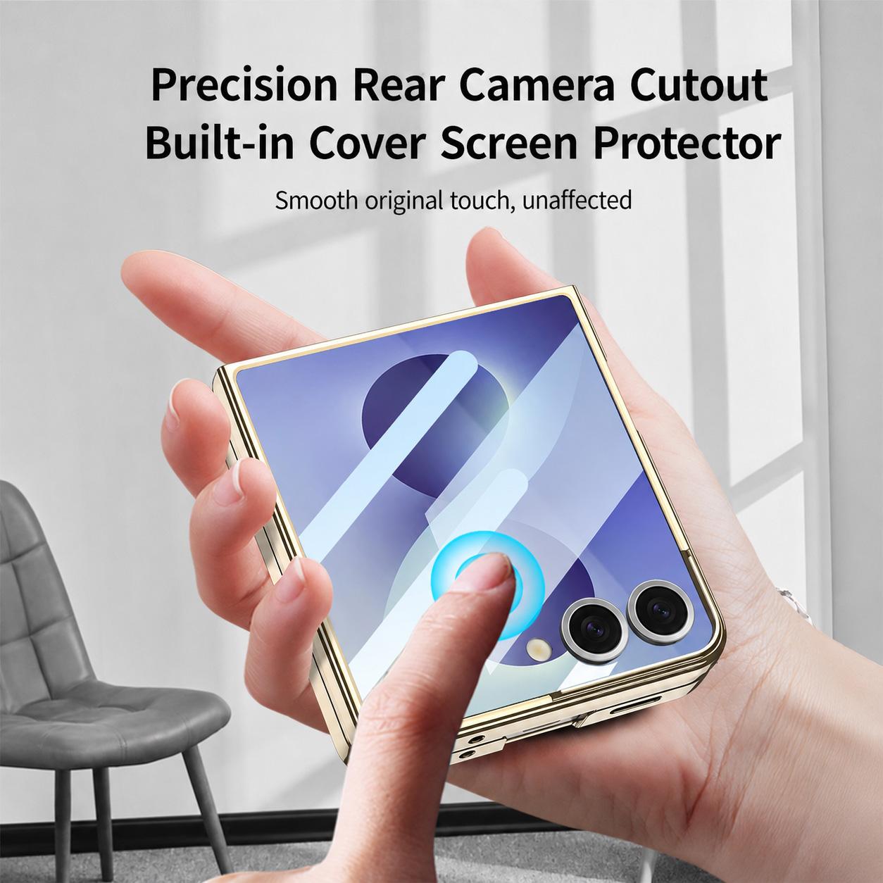 For Galaxy Z Flip8 5G GKK Integrated Electroplating Full Coverage Phone Case with Magnetic Rotating Bracket(Purple)