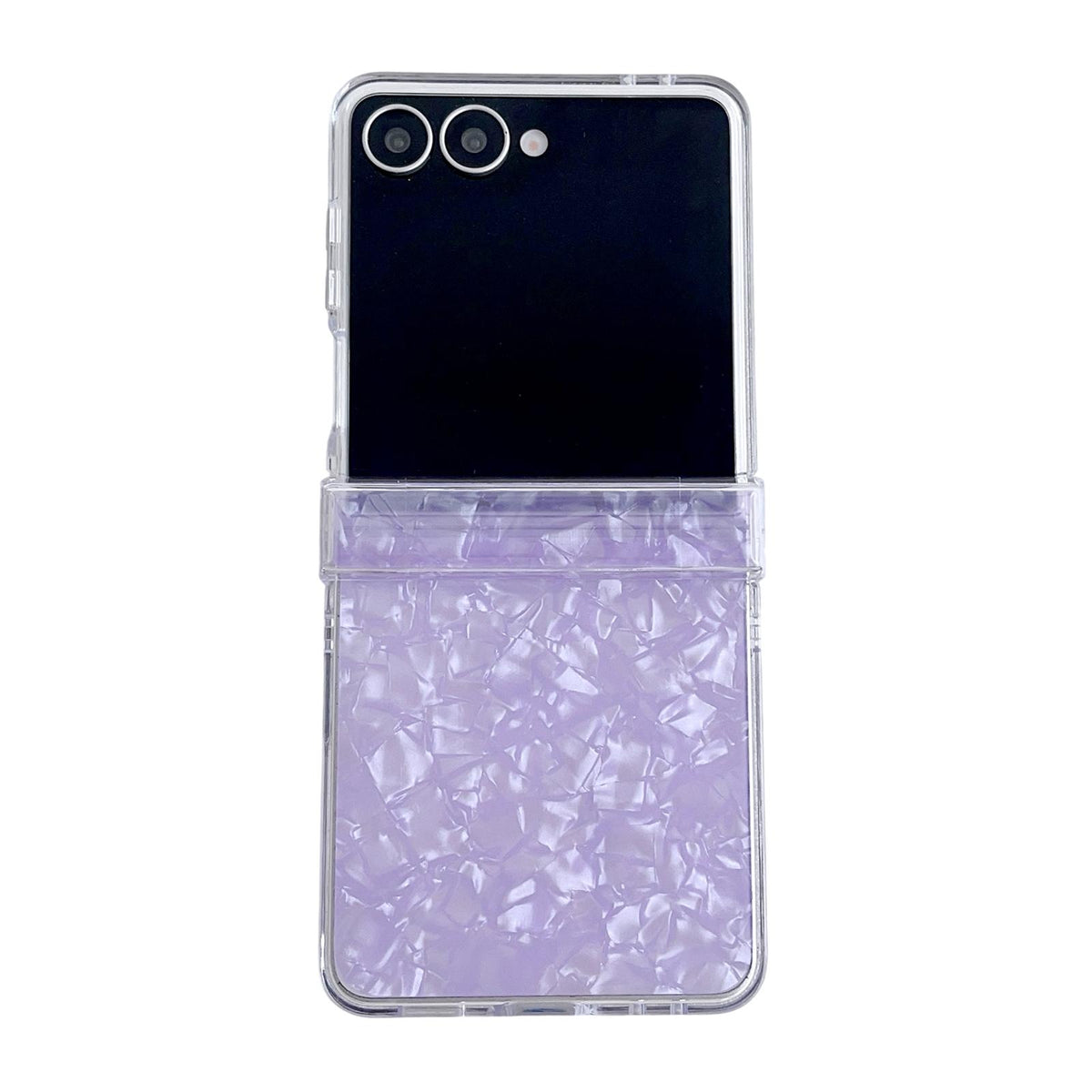 For Galaxy Z Flip8 5G Three-piece Set Pearlescent Shell Texture Phone Case - Purple - EDA008422602F