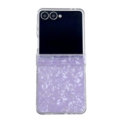 For Galaxy Z Flip8 5G Three-piece Set Pearlescent Shell Texture Phone Case - Purple - EDA008422602F