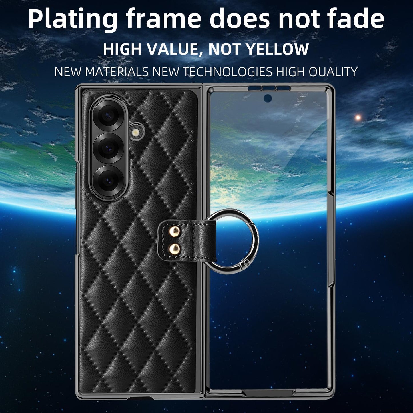 For Galaxy Z Fold8 Ultra 5G VIETAO Diamond Pattern Metal Ring PU Leather Phone Case(White)