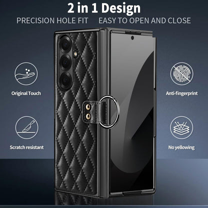 For Galaxy Z Fold8 Ultra 5G VIETAO Diamond Pattern Metal Ring PU Leather Phone Case(White)