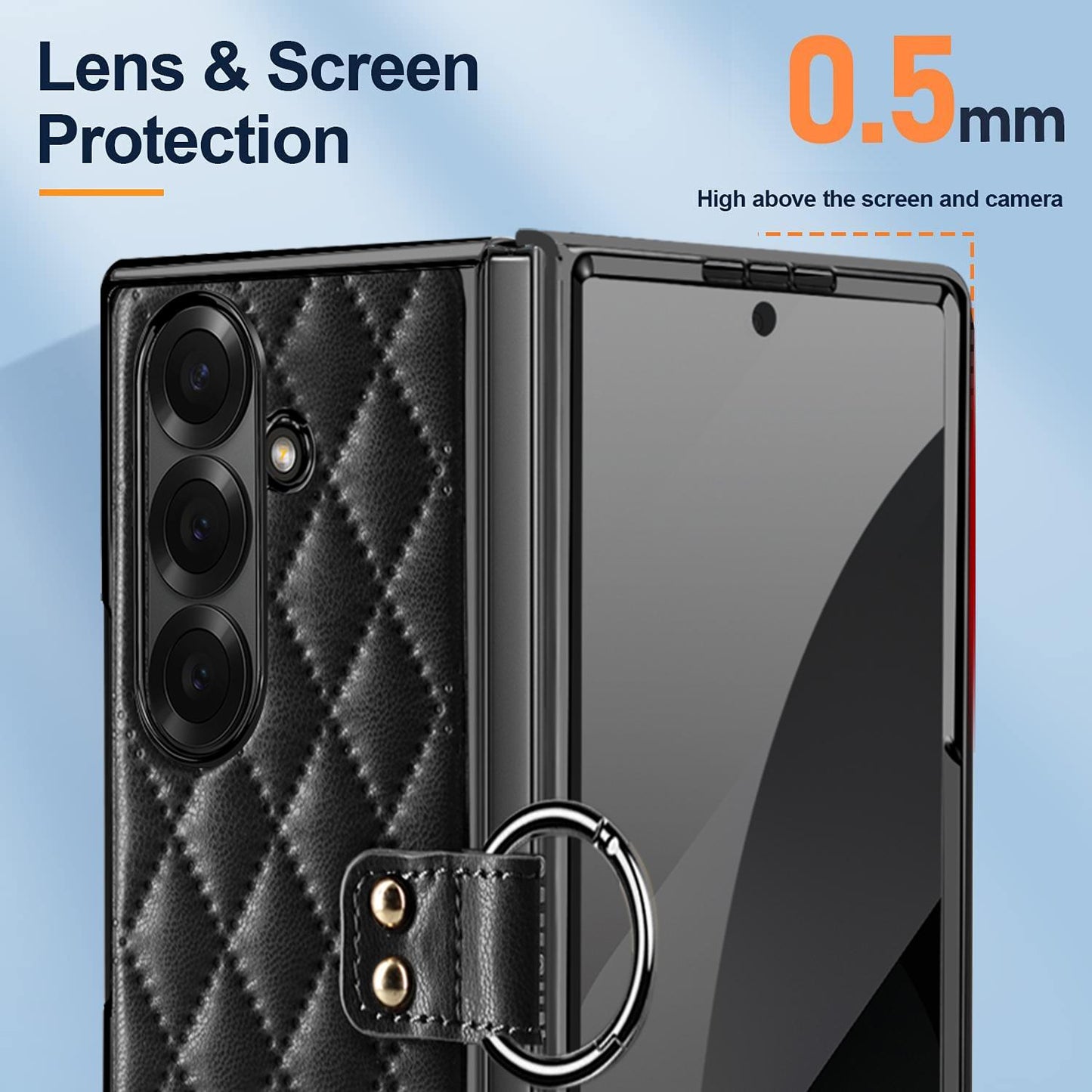 For Galaxy Z Fold8 Ultra 5G VIETAO Diamond Pattern Metal Ring PU Leather Phone Case(White)