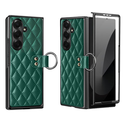 For Galaxy Z Fold8 Ultra 5G VIETAO Diamond Pattern Metal Ring PU Leather Phone Case(Dark Green)