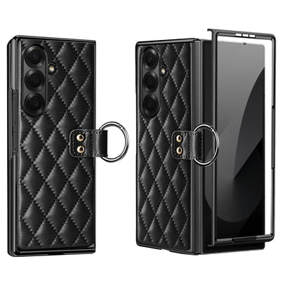 For Galaxy Z Fold8 Ultra 5G VIETAO Diamond Pattern Metal Ring PU Leather Phone Case(Black)
