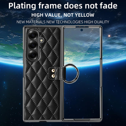 For Galaxy Z Fold8 Ultra 5G VIETAO Diamond Pattern Metal Ring PU Leather Phone Case(Black)