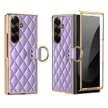 For Galaxy Z Fold8 Ultra 5G VIETAO Diamond Pattern Metal Ring PU Leather Phone Case(Purple)