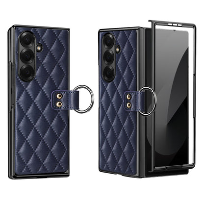 For Galaxy Z Fold8 Ultra 5G VIETAO Diamond Pattern Metal Ring PU Leather Phone Case(Blue)