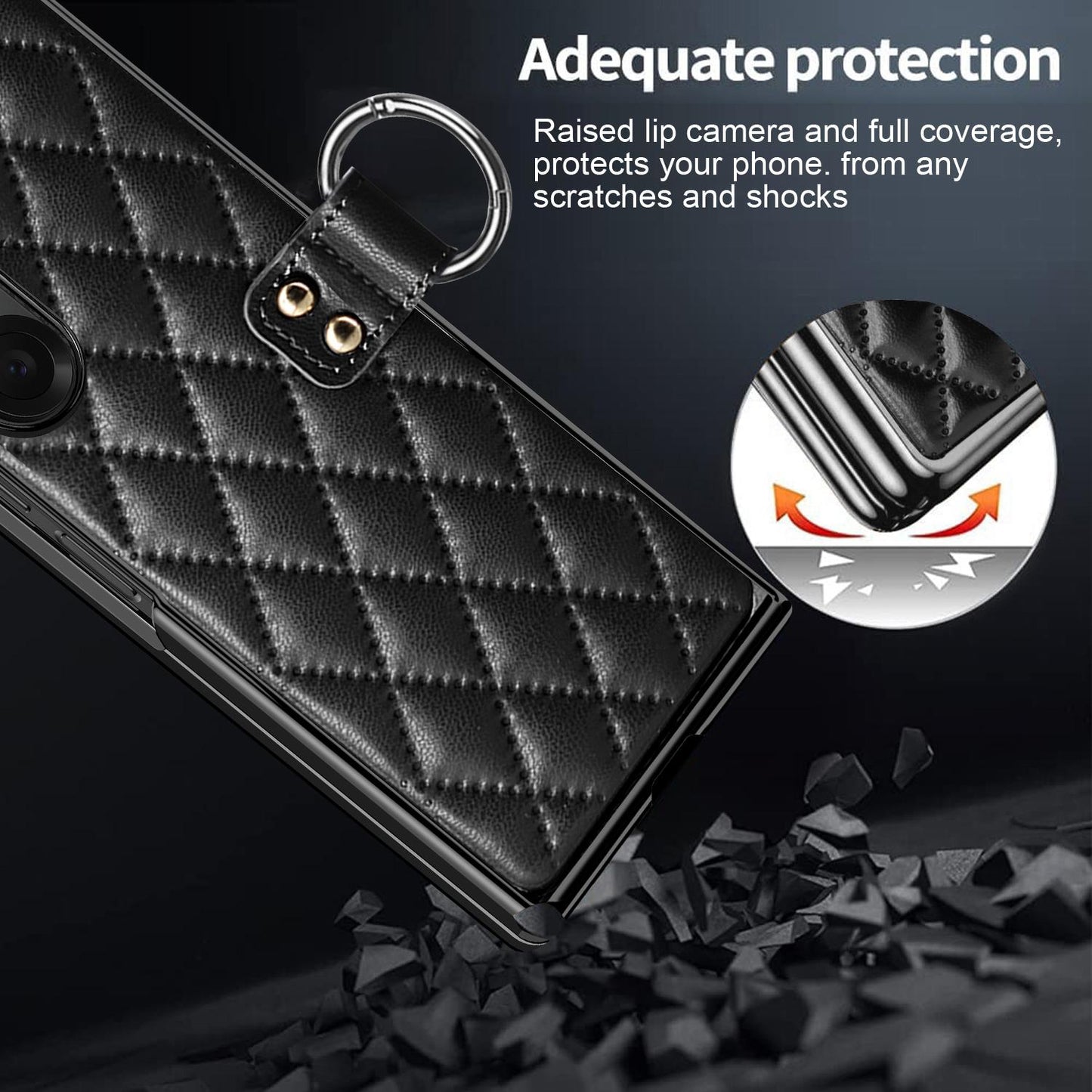 For Galaxy Z Fold8 Ultra 5G VIETAO Diamond Pattern Metal Ring PU Leather Phone Case(Blue)