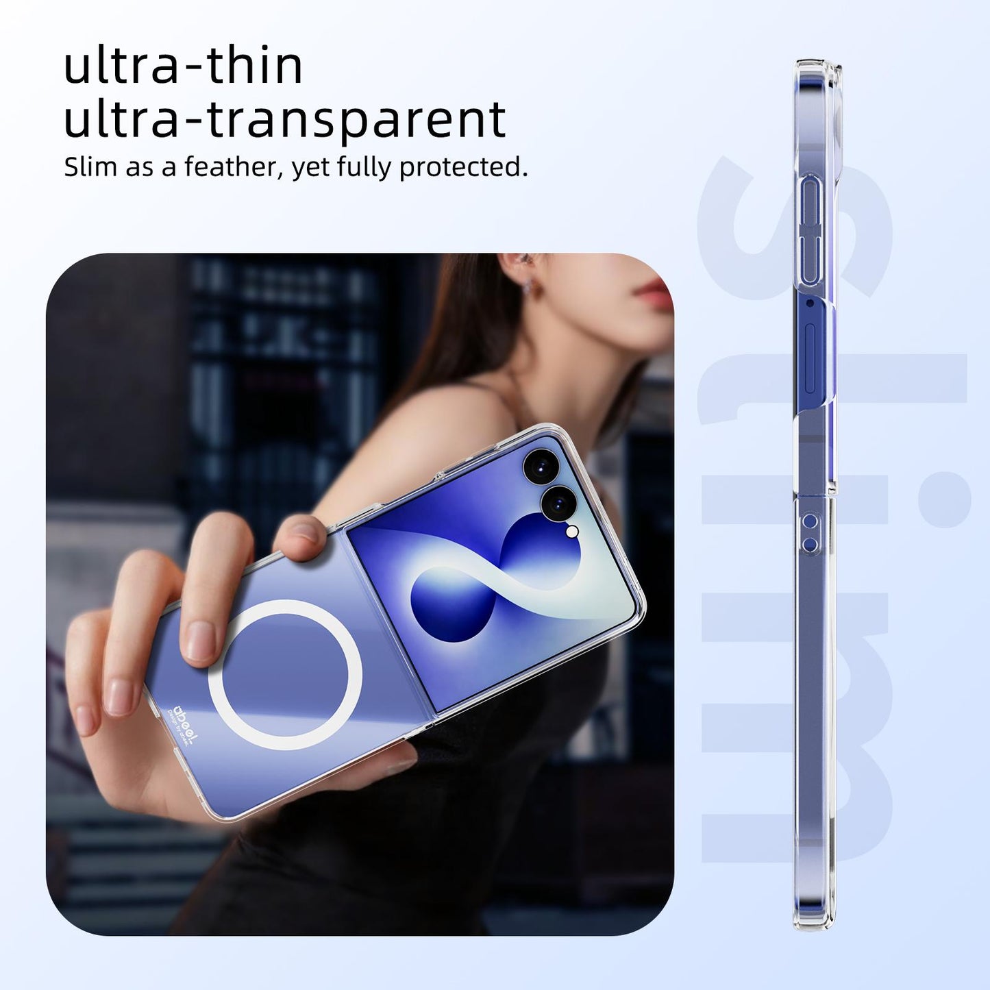 For Galaxy Z Flip8 5G ABEEL Transparent MagSafe Magnetic Scratch-resistant PC Phone Case(Transparent)