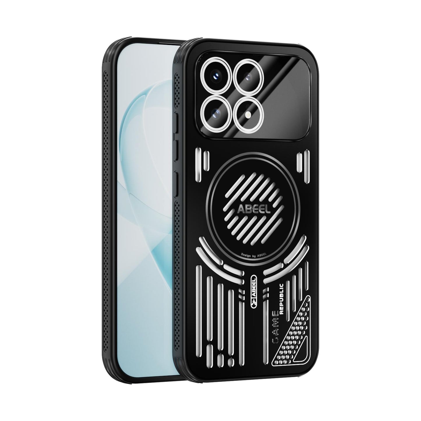 For Redmi K90/Poco F8 Pro ABEEL Ice Fox Series Magsafe Heat Sink Cooling Phone Case(Black)