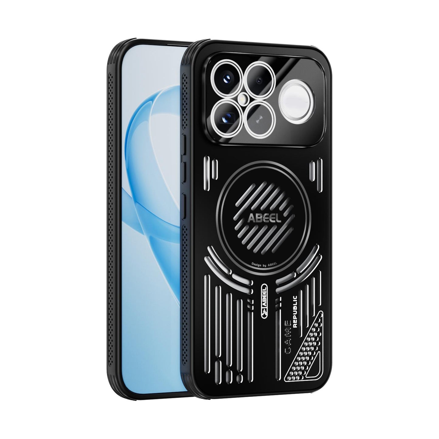 For Redmi K90 Pro Max/Poco F8 Ultra ABEEL Ice Fox Series Magsafe Heat Sink Cooling Phone Case(Black)