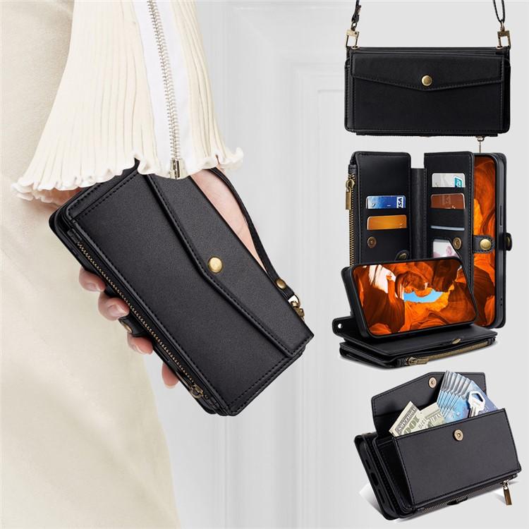 For Redmi K90 Pro Max 5G / Poco F8 Ultra Zipper Wallet Side Buckle Crossbody Lanyard Leather Phone Case(Black)