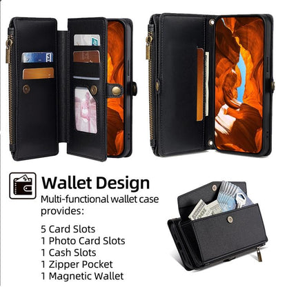 For Redmi K90 Pro Max 5G / Poco F8 Ultra Zipper Wallet Side Buckle Crossbody Lanyard Leather Phone Case(Black)