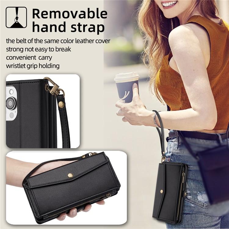 For Redmi K90 Pro Max 5G / Poco F8 Ultra Zipper Wallet Side Buckle Crossbody Lanyard Leather Phone Case(Black)