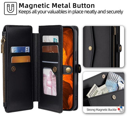 For Redmi K90 Pro Max 5G / Poco F8 Ultra Zipper Wallet Side Buckle Crossbody Lanyard Leather Phone Case(Black)