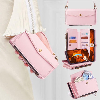 For Redmi K90 Pro Max 5G / Poco F8 Ultra Zipper Wallet Side Buckle Crossbody Lanyard Leather Phone Case(Rose Gold)