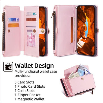 For Redmi K90 Pro Max 5G / Poco F8 Ultra Zipper Wallet Side Buckle Crossbody Lanyard Leather Phone Case(Rose Gold)