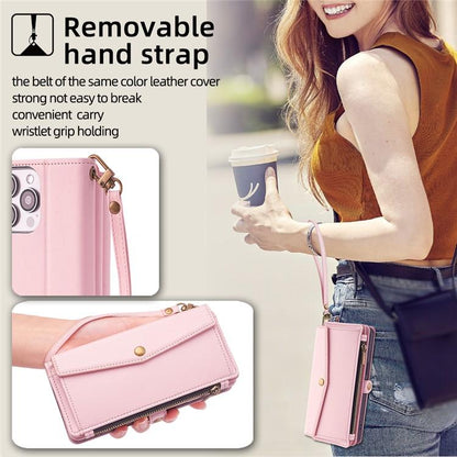 For Redmi K90 Pro Max 5G / Poco F8 Ultra Zipper Wallet Side Buckle Crossbody Lanyard Leather Phone Case(Rose Gold)