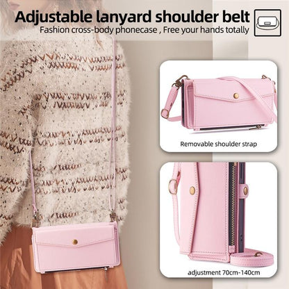 For Redmi K90 Pro Max 5G / Poco F8 Ultra Zipper Wallet Side Buckle Crossbody Lanyard Leather Phone Case(Rose Gold)