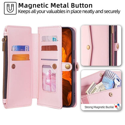 For Redmi K90 Pro Max 5G / Poco F8 Ultra Zipper Wallet Side Buckle Crossbody Lanyard Leather Phone Case(Rose Gold)