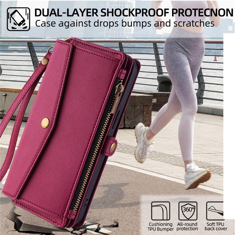 For Redmi K90 Pro Max 5G / Poco F8 Ultra Zipper Wallet Side Buckle Crossbody Lanyard Leather Phone Case(Red)