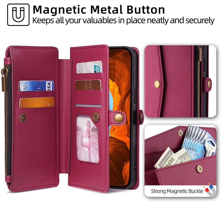 For Redmi K90 Pro Max 5G / Poco F8 Ultra Zipper Wallet Side Buckle Crossbody Lanyard Leather Phone Case(Red)