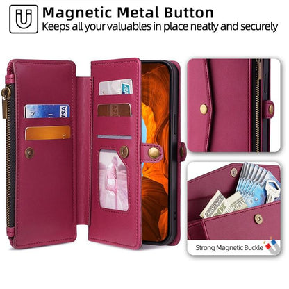 For Redmi K90 Pro Max 5G / Poco F8 Ultra Zipper Wallet Side Buckle Crossbody Lanyard Leather Phone Case(Red)