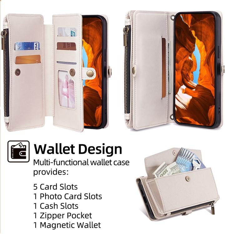 For Redmi K90 Pro Max 5G / Poco F8 Ultra Zipper Wallet Side Buckle Crossbody Lanyard Leather Phone Case(White)