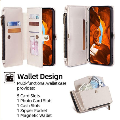 For Redmi K90 Pro Max 5G / Poco F8 Ultra Zipper Wallet Side Buckle Crossbody Lanyard Leather Phone Case(White)