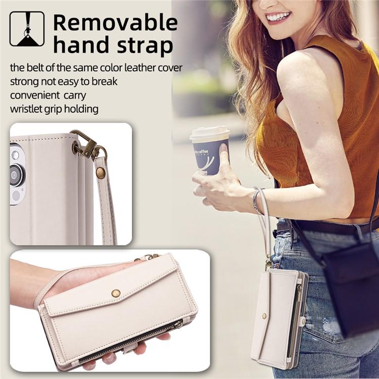 For Redmi K90 Pro Max 5G / Poco F8 Ultra Zipper Wallet Side Buckle Crossbody Lanyard Leather Phone Case(White)