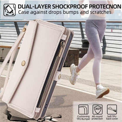 For Redmi K90 Pro Max 5G / Poco F8 Ultra Zipper Wallet Side Buckle Crossbody Lanyard Leather Phone Case(White)
