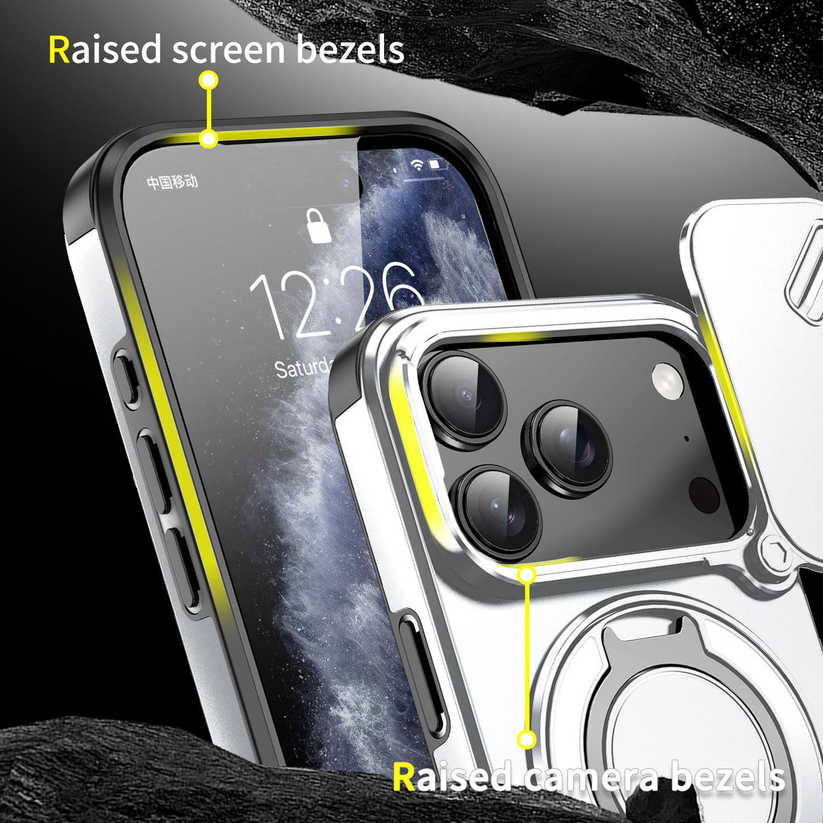 For iPhone 17 Pro Sliding Camshield Ring Holder Phone Case - Silver - EDA008462102G