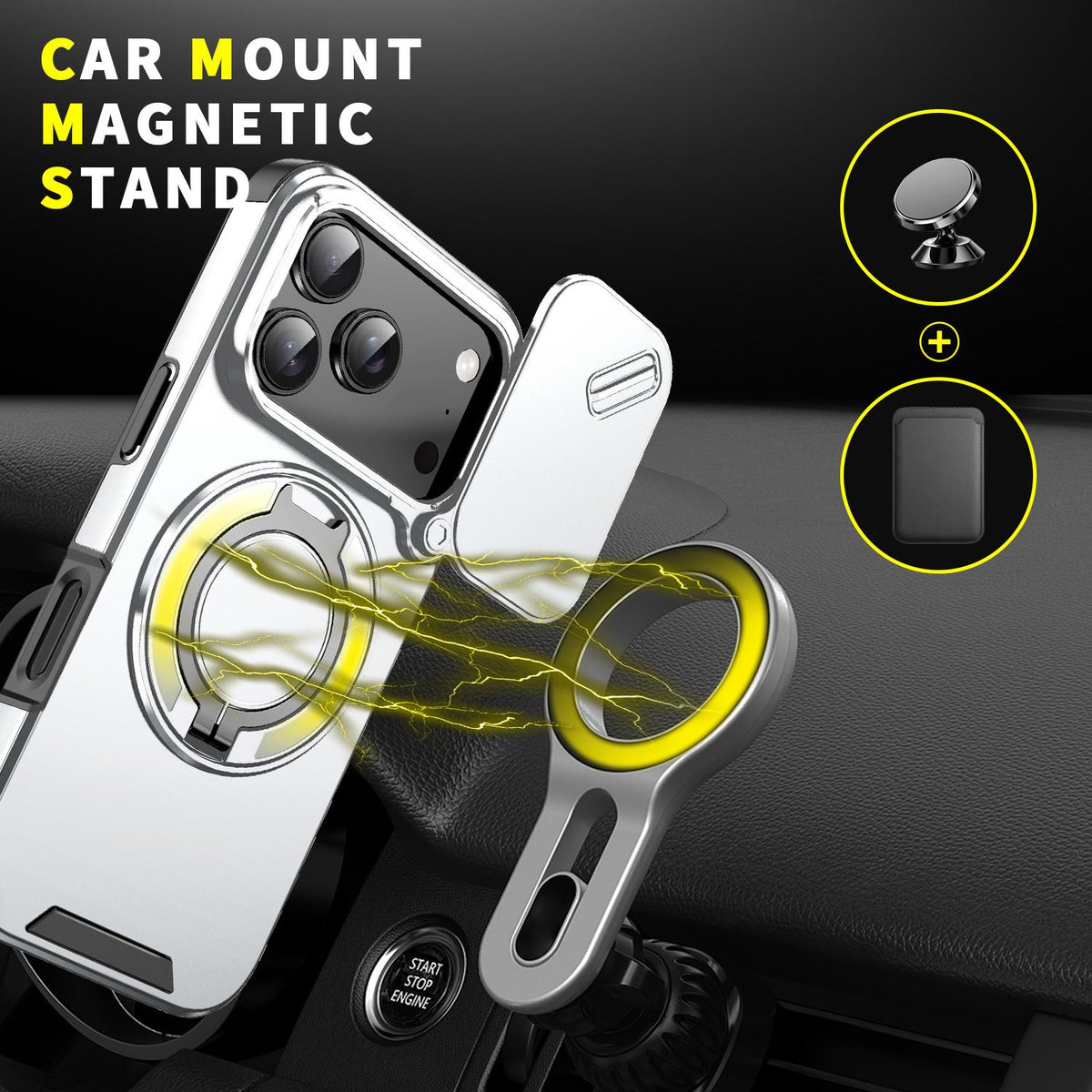 For iPhone 17 Pro Sliding Camshield Ring Holder Phone Case - Silver - EDA008462102G