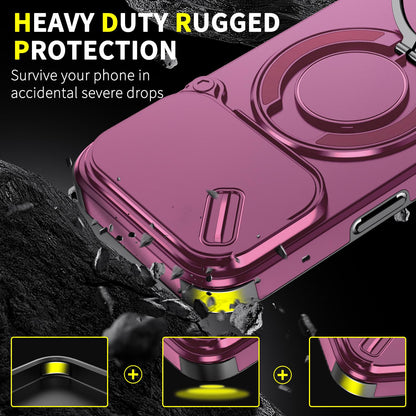 For iPhone 17 Pro Sliding Camshield Ring Holder Phone Case - Cherry Red - EDA008462102H